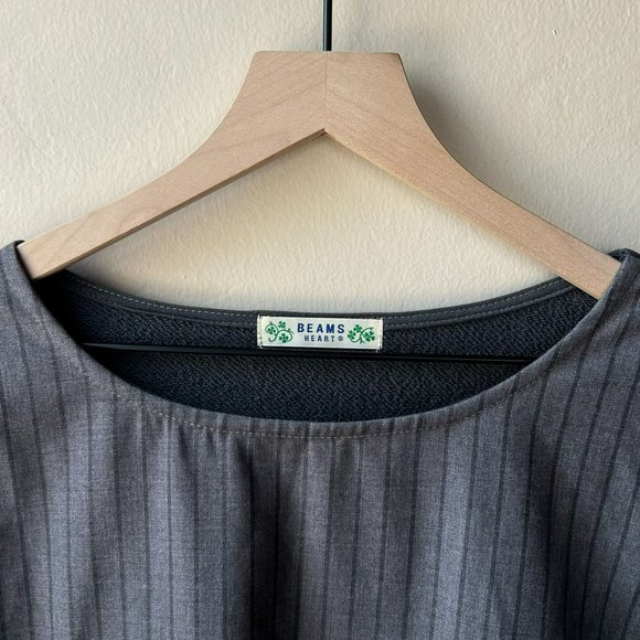 Beams Heart Gray Color Block Striped Long Sleeve Tunic with Pockets - Picture 3 of 10